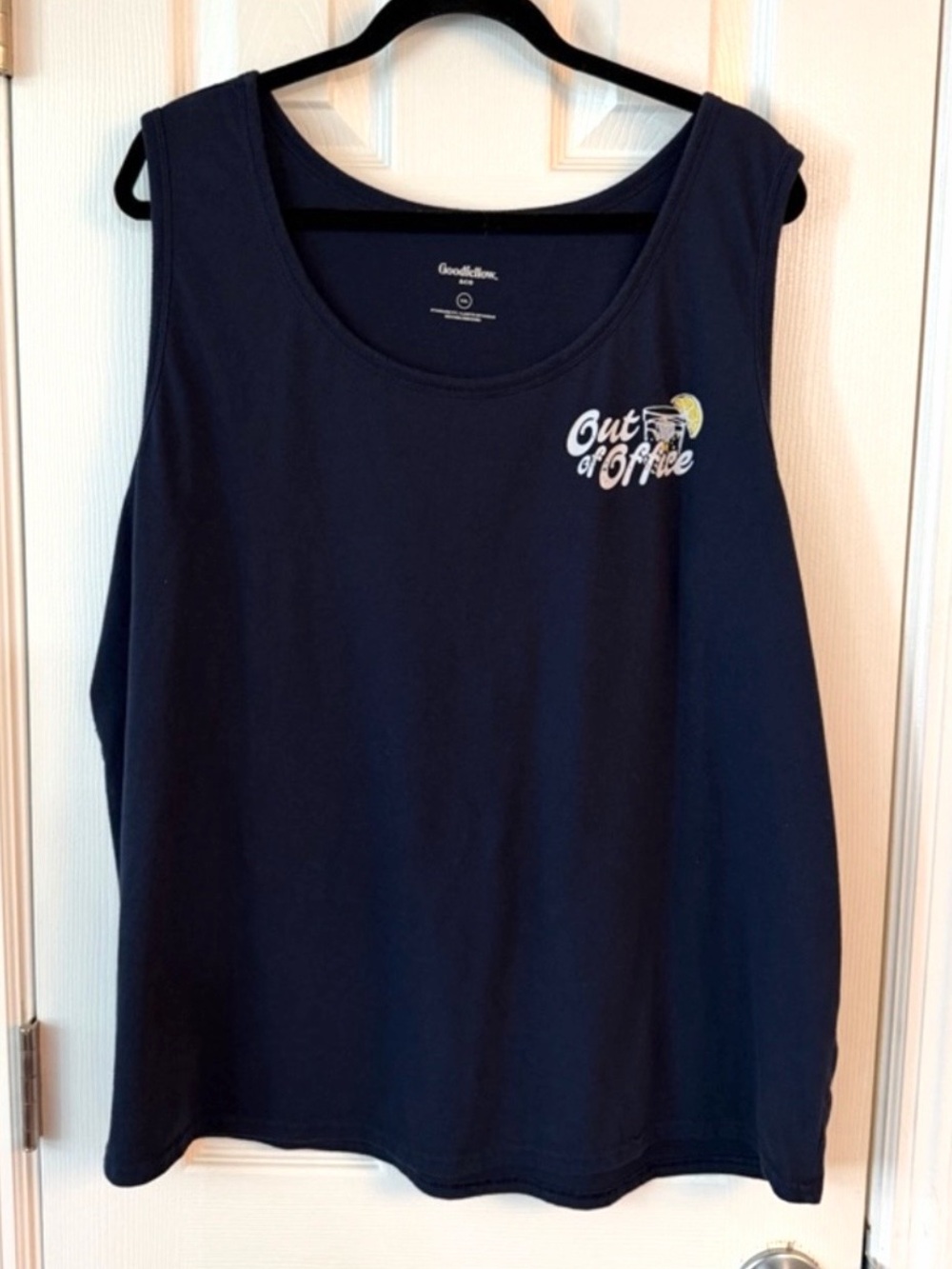 B2G1 FREE Goodfellow Men’s XXL Navy Out of Office Graphic Tank Top